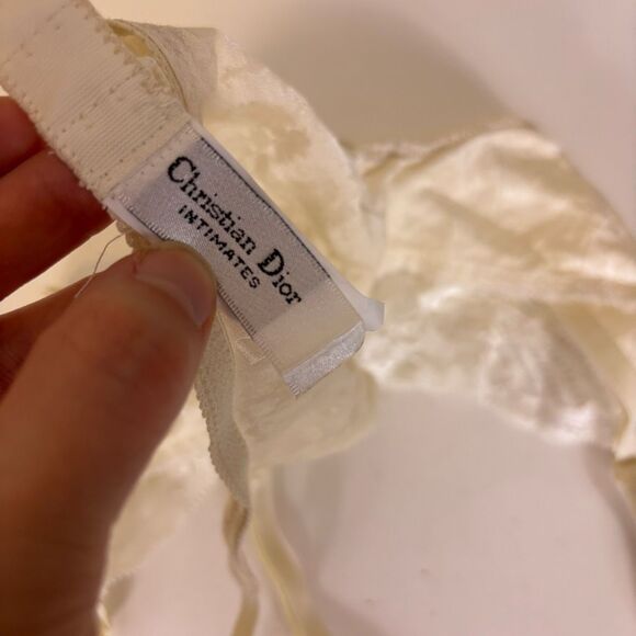 Christian Dior Ivory Silk Lace Garter Belt Medium - Picture 7 of 9